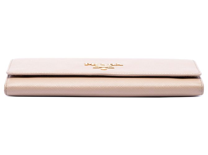 Portafoglio con catena Prada Beige Saffiano - vista 3