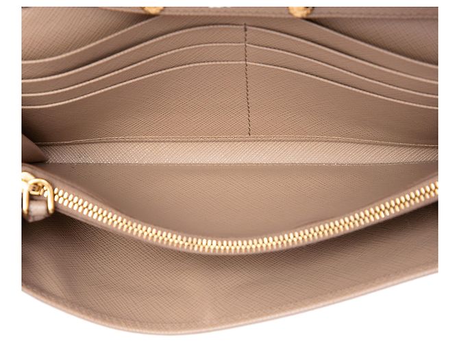Portafoglio con catena Prada Beige Saffiano - vista 4