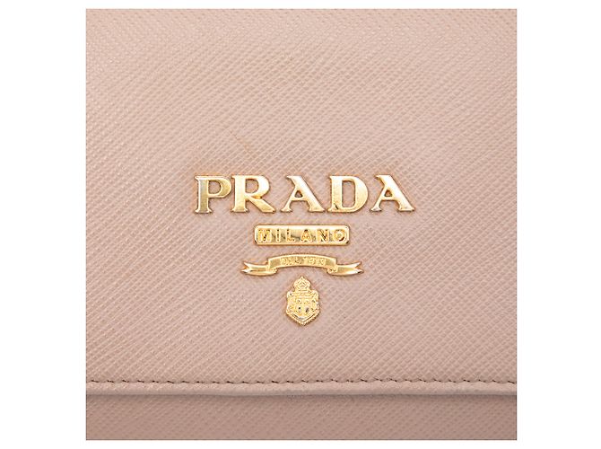 Portafoglio con catena Prada Beige Saffiano - vista 5