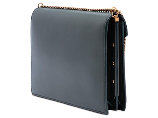 Saint Laurent Cassandra Tasche mit Monogramm-Verschluss aus glattem grünem Kalbsleder - Ansicht 2