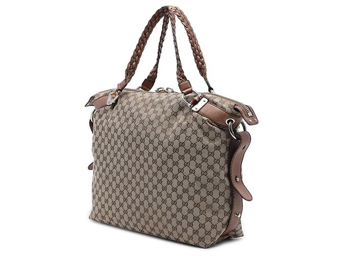 Tote Gucci Beige Large GG Canvas Bamboo Bar - vista 2