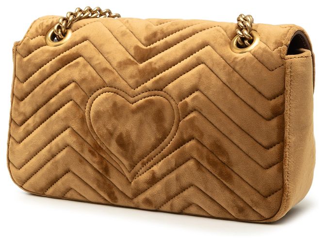 Borsa a tracolla Gucci GG Marmont in velluto matelassé marrone Medium Marrone chiaro - vista 2