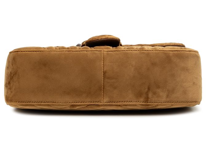 Borsa a tracolla Gucci GG Marmont in velluto matelassé marrone Medium Marrone chiaro - vista 3