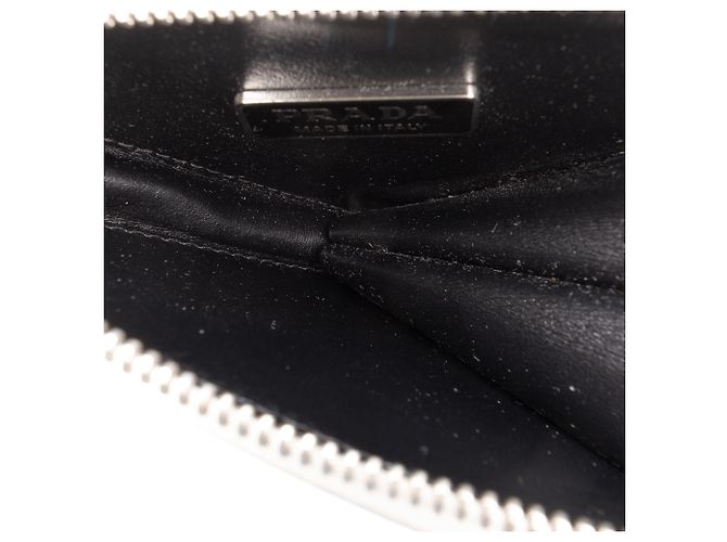 Pouch Mini Prada in pelle spazzolata bianca con catena e triangolo Bianco - vista 4
