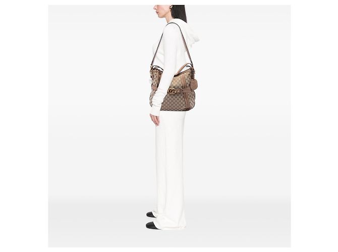 Borsa Running Gucci Beige Medium GG Canvas - vista 6