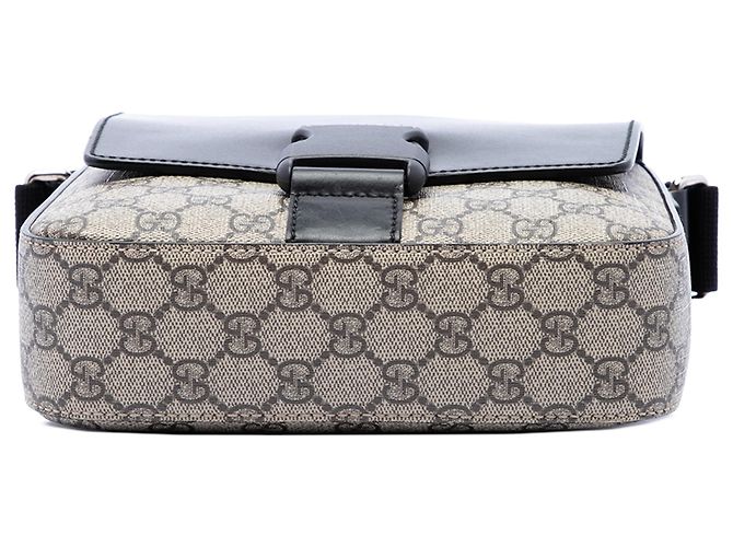 Borsa a tracolla con patta Gucci Beige GG Supreme - vista 3