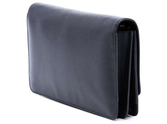Prada Black Saffiano Geldbörse mit Riemen Schwarz - Ansicht 2