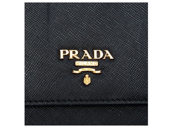 Prada Black Saffiano Geldbörse mit Riemen Schwarz - Ansicht 5