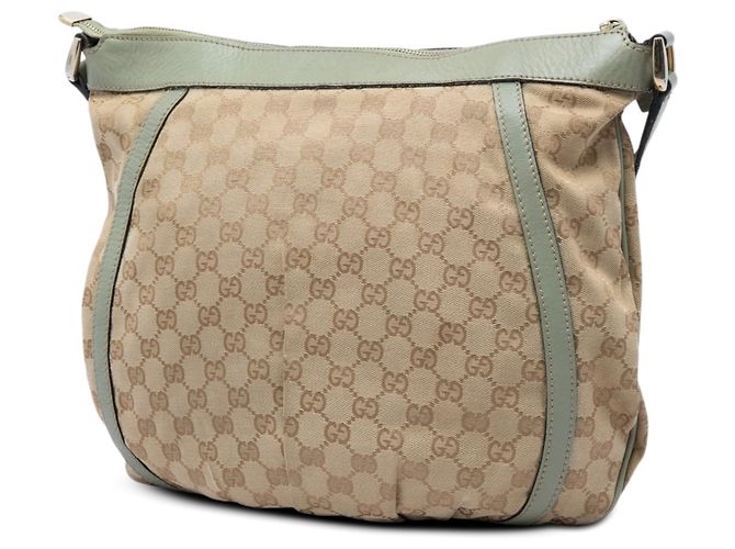 Borsa a tracolla Gucci Abbey D Ring in tela GG beige Verde - vista 2