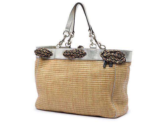 Gucci Positano Großer Stroh-Tote in Beige mit Schal - Ansicht 2