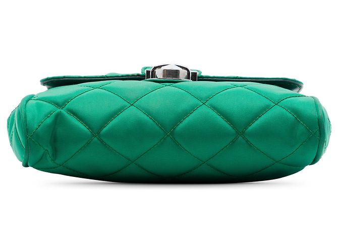 Prada Bolsa Crossbody em Tessuto Verde Impuntu com Corrente - vista 3