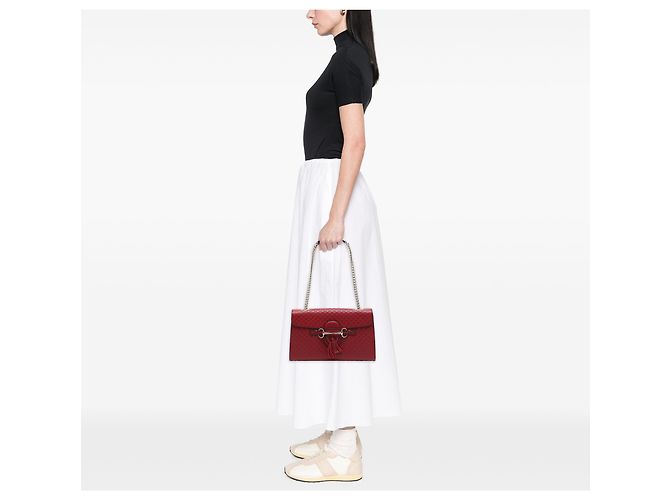 Sac à épaule Gucci Emily Medium Microguccissima Rouge - vue 6