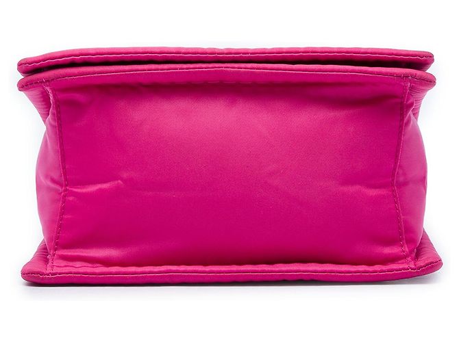 Prada Borsa a Tracolla con Patta e Catena in Tessuto Rosa Small - vista 3