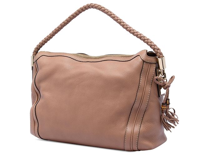 Borsa a spalla Gucci Bella in pelle di vitello martellata marrone Medium Carne - vista 2