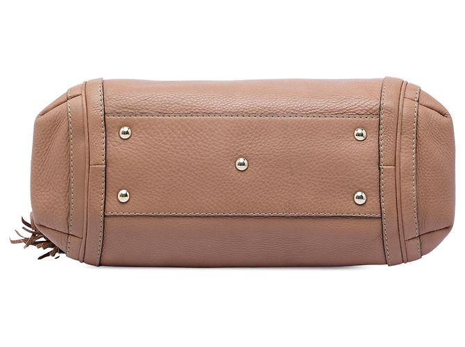 Borsa a spalla Gucci Bella in pelle di vitello martellata marrone Medium Carne - vista 3