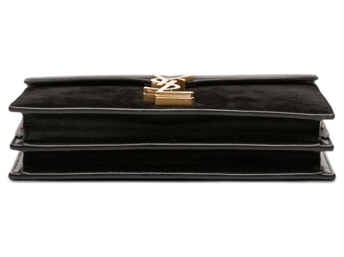 Borsa Saint Laurent Cassandra con chiusura monogramma in camoscio nero e pelle di vitello - vista 3