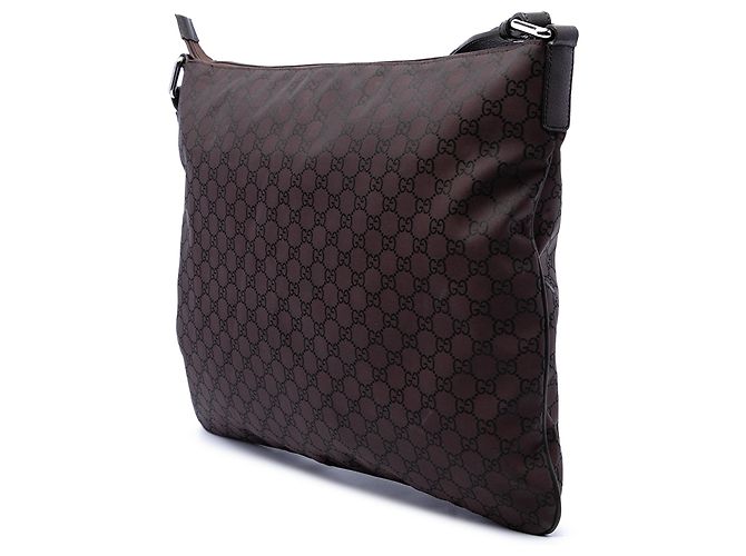 Borsa a tracolla Gucci in nylon GG marrone Marrone scuro - vista 2