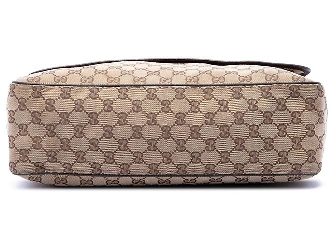 Borsa a tracolla con patta Gucci Beige GG Canvas Web - vista 3