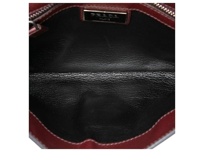 Clutch Prada Red Bicolor Saffiano Envelope Push Lock Rosso Bordò - vista 4