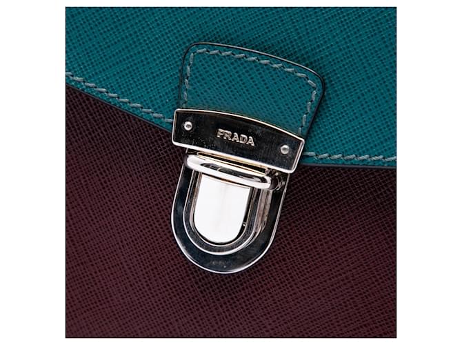 Clutch Prada Red Bicolor Saffiano Envelope Push Lock Rosso Bordò - vista 5