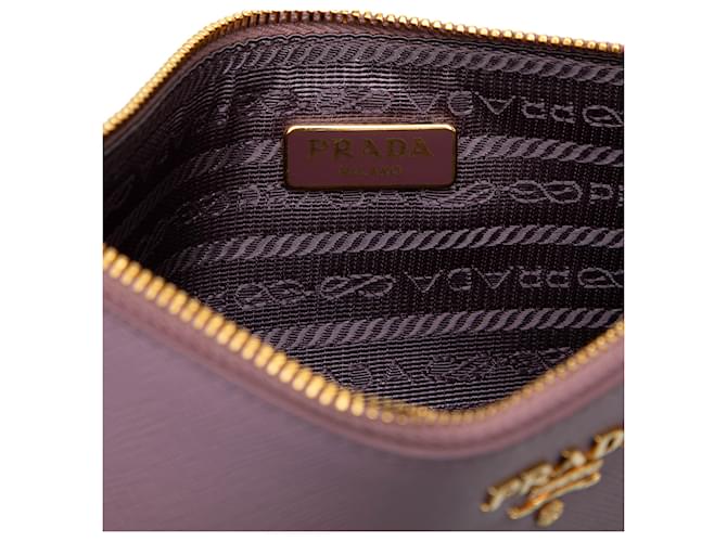 Pouch piatta Prada in Saffiano rosa - vista 5