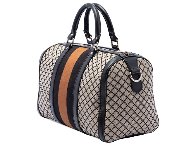 Borsa Boston Gucci Joy Medium in tela Diamante beige e Web - vista 2