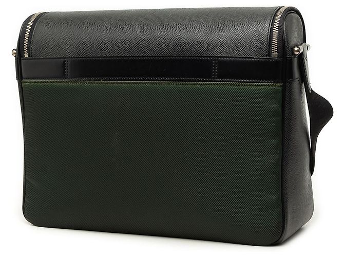Louis Vuitton Green Bicolor Taiga and Canvas Taimyr Verde Verde scuro - vista 2