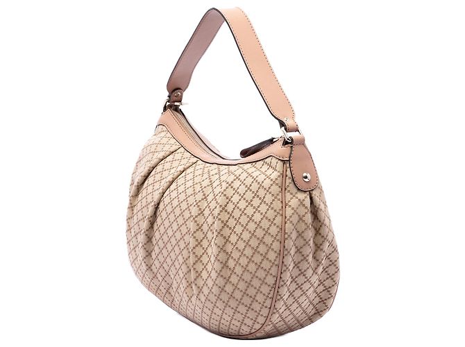 Sac à épaule Gucci Sukey en toile Diamante beige - vue 2