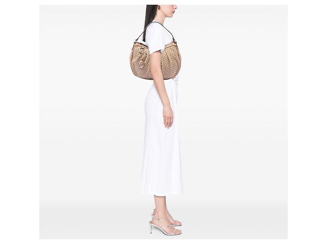Sac à épaule Gucci Sukey en toile Diamante beige - vue 6