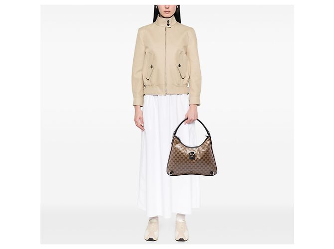 Bolso de hombro Gucci Beige GG Crystal Abbey D Ring - vista 6