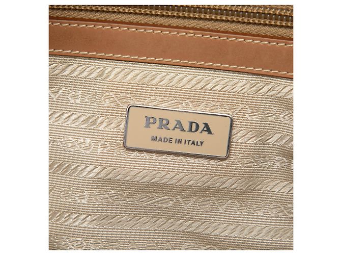 Borsa a tracolla Prada in Tessuto Canapa Beige con logo - vista 5