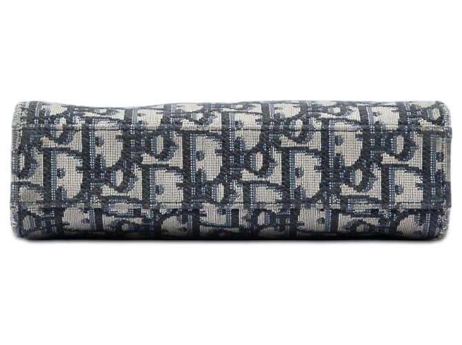 Clutch Dior in tela Oblique blu - vista 3