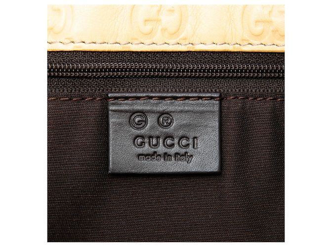 Gucci Positano Tote aus beigem Canvas Medium mit Guccissima-Besatz - Ansicht 5