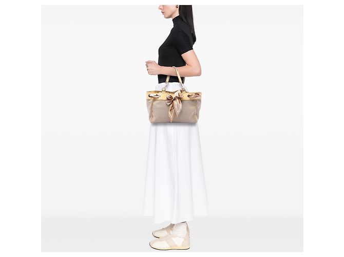 Gucci Positano Tote aus beigem Canvas Medium mit Guccissima-Besatz - Ansicht 6