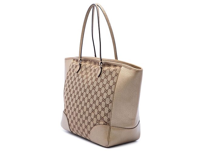 Borsa Tote Bree Gucci in canvas GG beige e vitello metallizzato - vista 2