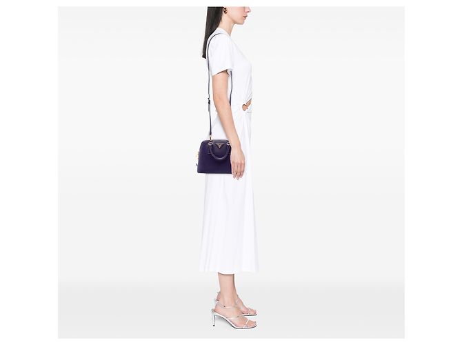 Borsa Prada Purple Small Saffiano Lux Promenade Satchel Porpora Viola scuro - vista 6