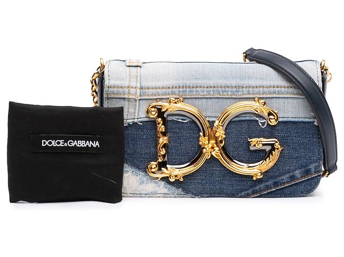 Borsa a tracolla Dolce & Gabbana Blue Denim DG Girls - vista 7