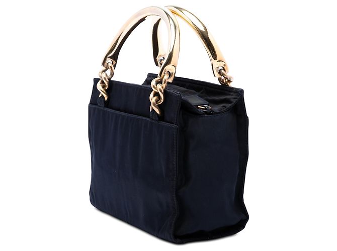 Borsa Prada in Tessuto blu con manico in metallo Blu navy - vista 2