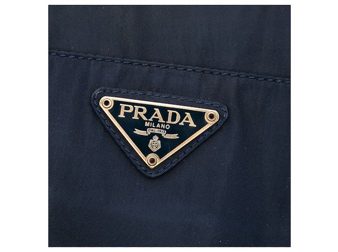 Borsa Prada in Tessuto blu con manico in metallo Blu navy - vista 5