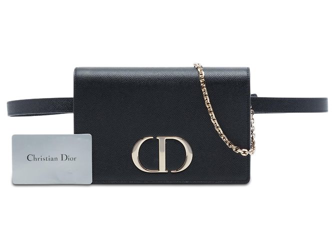 Pouch 2 in 1 Dior 30 Montaigne in vitello grana naturale nero - vista 7