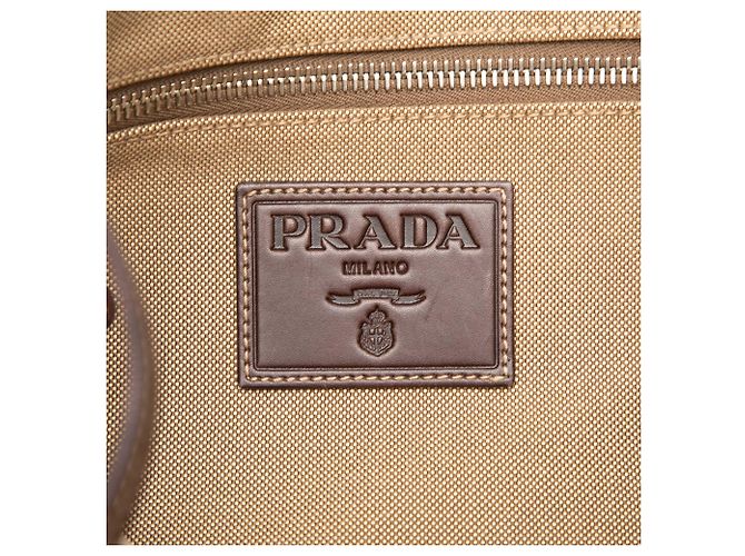 Prada Borsa a Tracolla in Tela Canapa Beige Logo - vista 5
