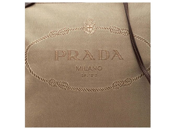 Prada Borsa a Tracolla in Tela Canapa Beige Logo - vista 6