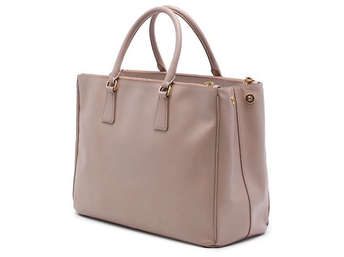 Prada Bolso Tote Galleria Double Zip Grande en cuero Saffiano Marrón Castaño Carne - vista 2