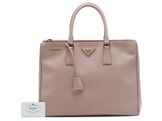 Prada Bolso Tote Galleria Double Zip Grande en cuero Saffiano Marrón Castaño Carne - vista 7