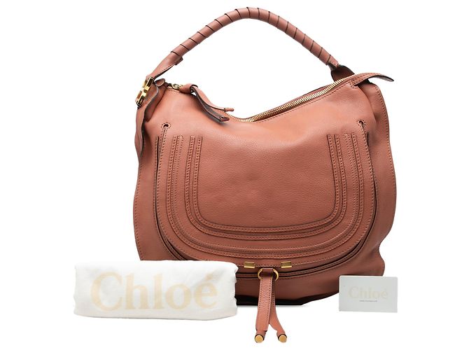 Chloé Marcie Hobo in pelle di vitello martellata rosa Large - vista 7