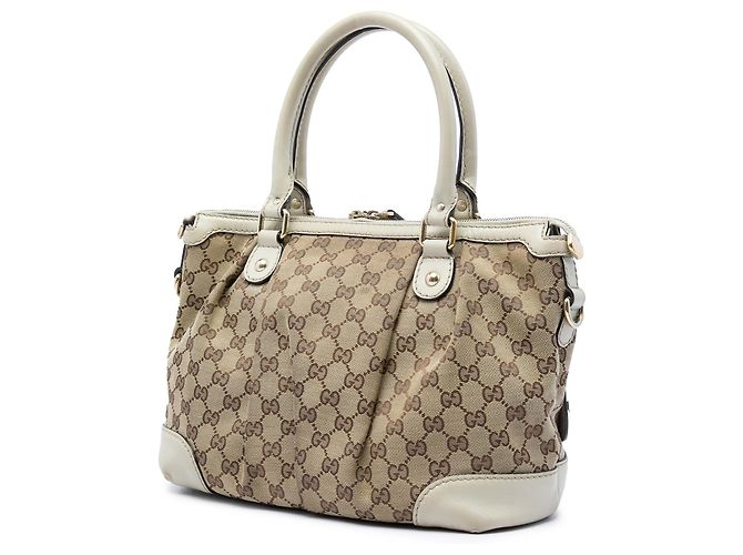 Borsa Satchel Gucci Beige GG Canvas Sukey - vista 2