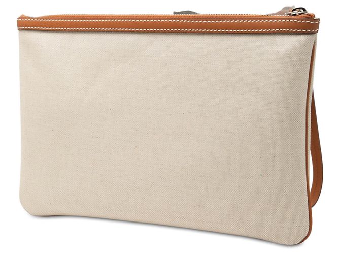 Clutch Gucci in tela beige con logo - vista 2