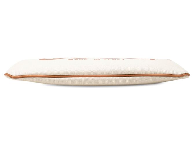 Clutch Gucci in tela beige con logo - vista 3