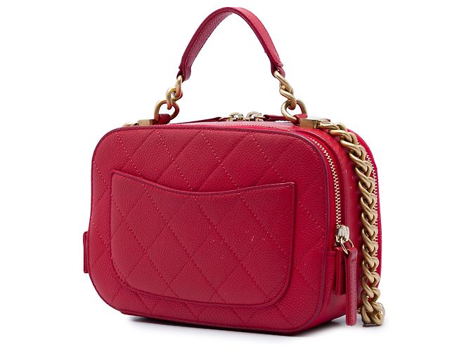 Borsa Camera Chanel Red Small CC Quilted Caviar con manico superiore Rosso - vista 2
