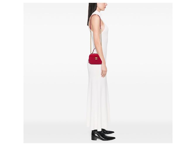 Borsa Camera Chanel Red Small CC Quilted Caviar con manico superiore Rosso - vista 7